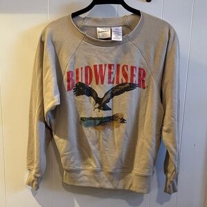 Budweiser Beige Crewneck Sweater with Red Logo
